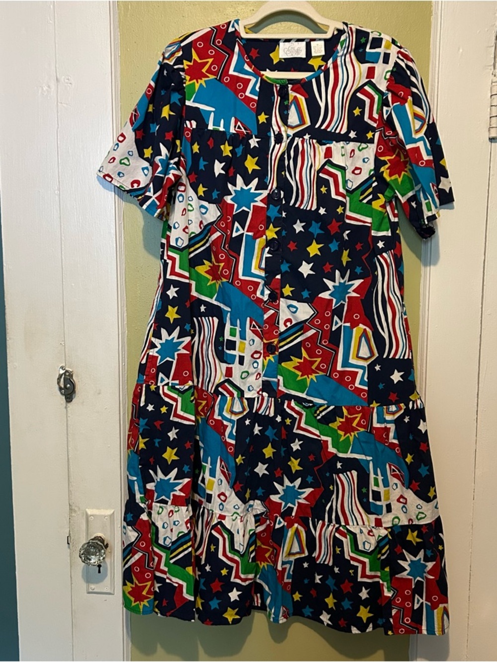 Multicolor Vintage Novelty Print House Dress